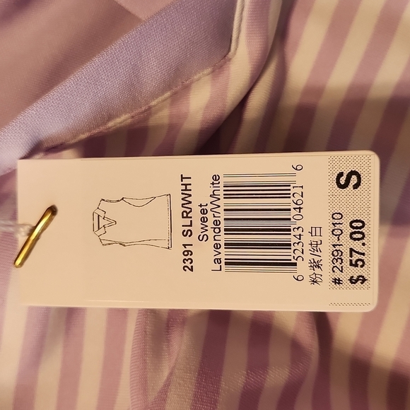 Monterey Club Sleeveless Lavender White Stripe Polo Size S NWT - Picture 14 of 16